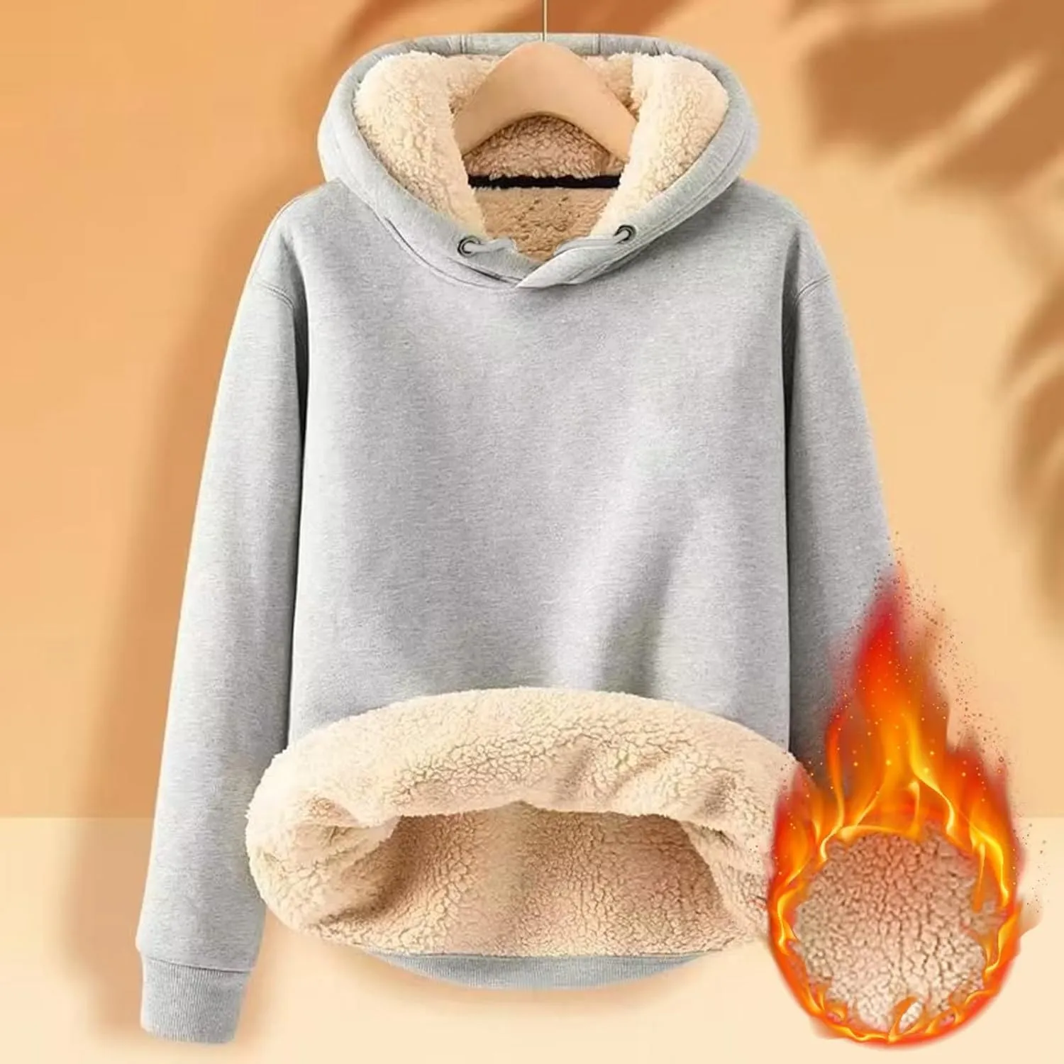 Hoodies for Men Long Sleeve Drawstring Hoodies Soild Hooded Shirt Winter Thick Pullover Basic Hoodie Kangaroo Pocket