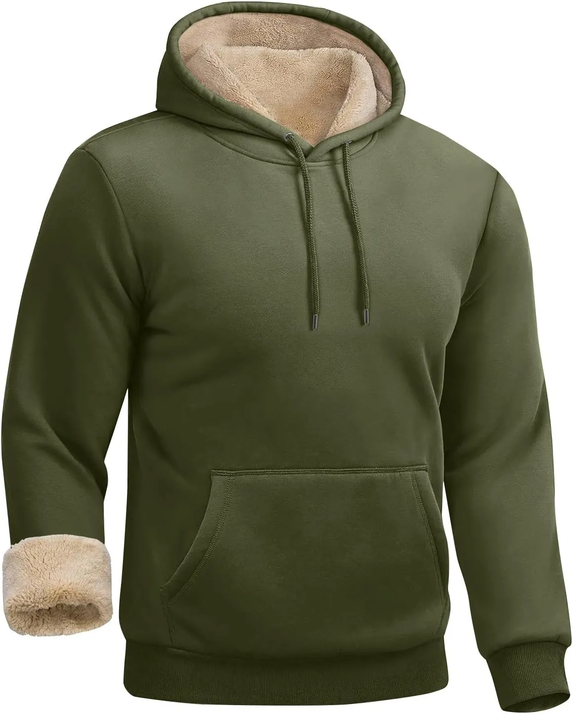 Hoodies For Men Sherpa Fleece Lined Sweatshirt Pullover Sweaters Winter Warm Hoodie With Pockets
