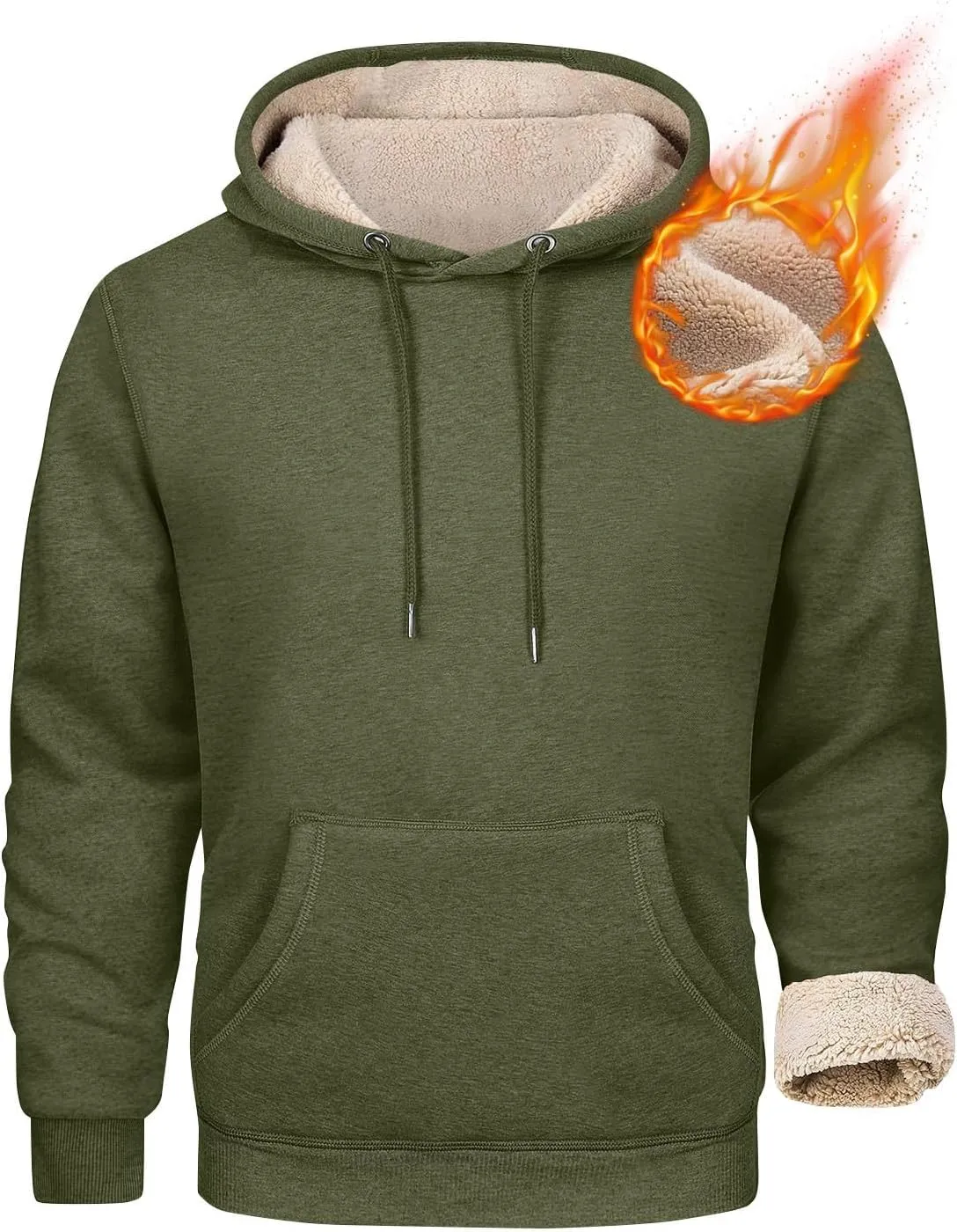 Hoodies For Men Sherpa Fleece Lined Sweatshirt Pullover Sweaters Winter Warm Hoodie With Pockets