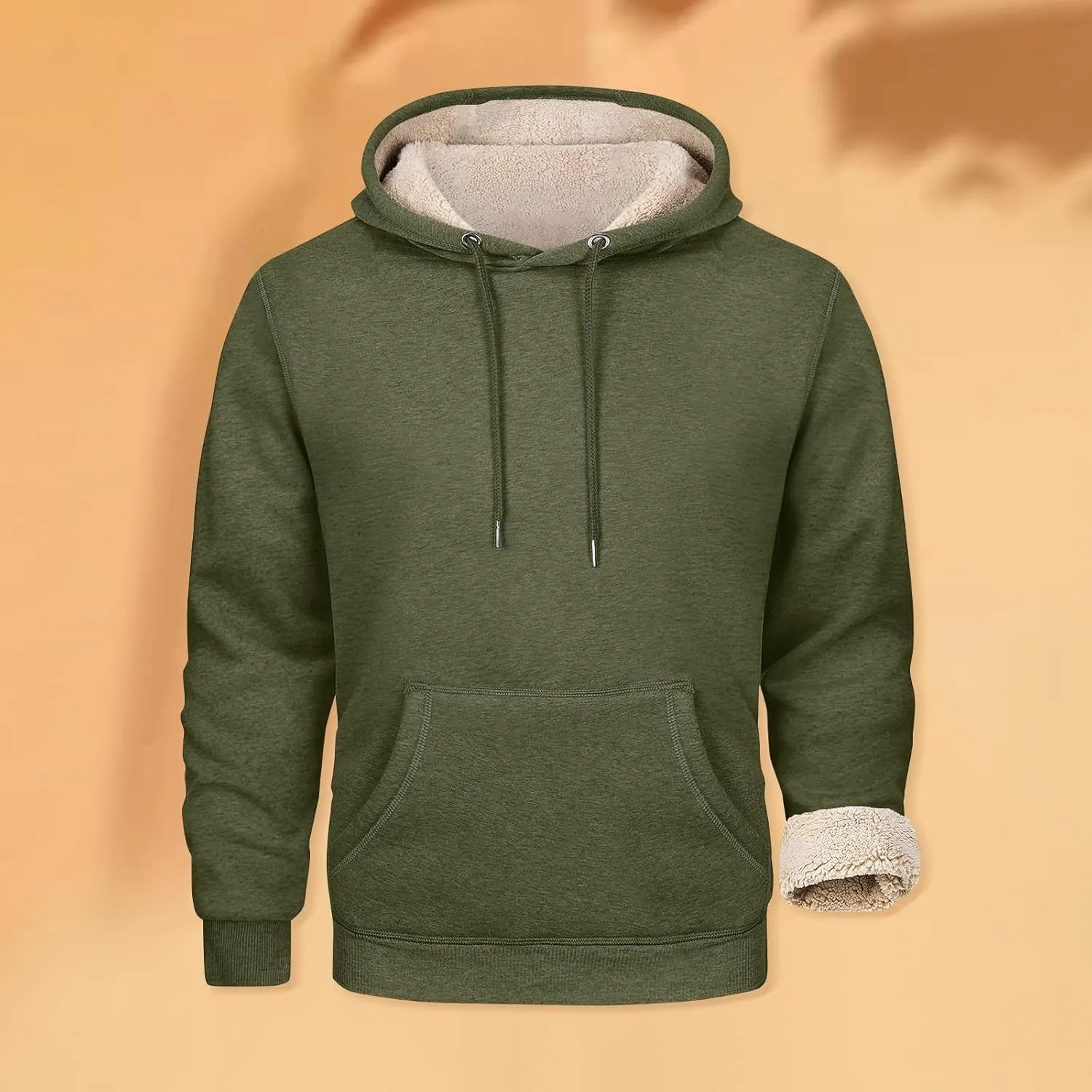 Hoodies For Men Sherpa Fleece Lined Sweatshirt Pullover Sweaters Winter Warm Hoodie With Pockets