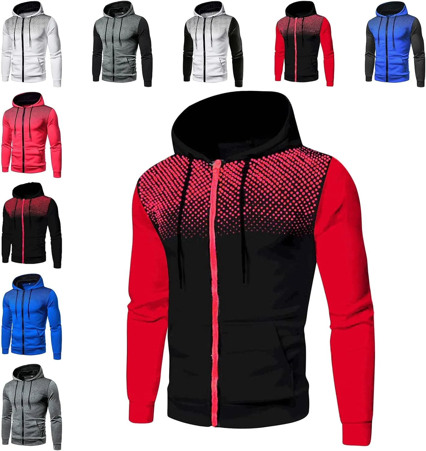 Hoodies for Men Zip up Lightweight Hoodie Big and Tall Sweatshirt Casual Fashion Jackets Fall Tops with Zip Pockets