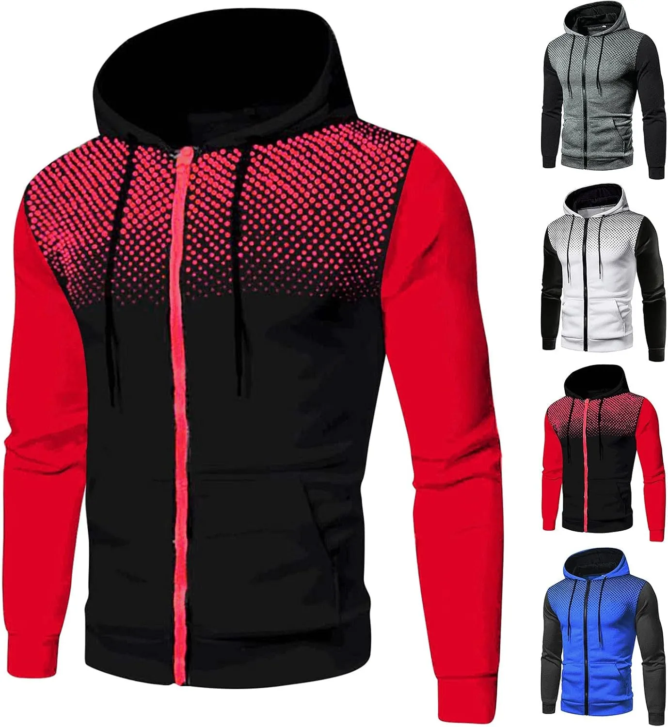 Hoodies for Men Zip up Lightweight Hoodie Big and Tall Sweatshirt Casual Fashion Jackets Fall Tops with Zip Pockets