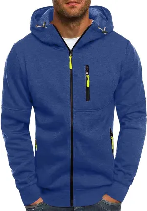 Hoodies for Men Zip Up, Mens Hoodies Zip Up Lightweight Long Sleeve Sports Hooded Sweatshirt Jackets with Zip Pockets