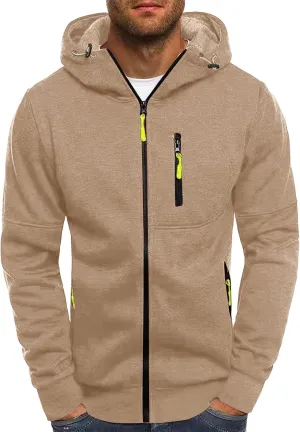 Hoodies for Men Zip Up, Mens Hoodies Zip Up Lightweight Long Sleeve Sports Hooded Sweatshirt Jackets with Zip Pockets