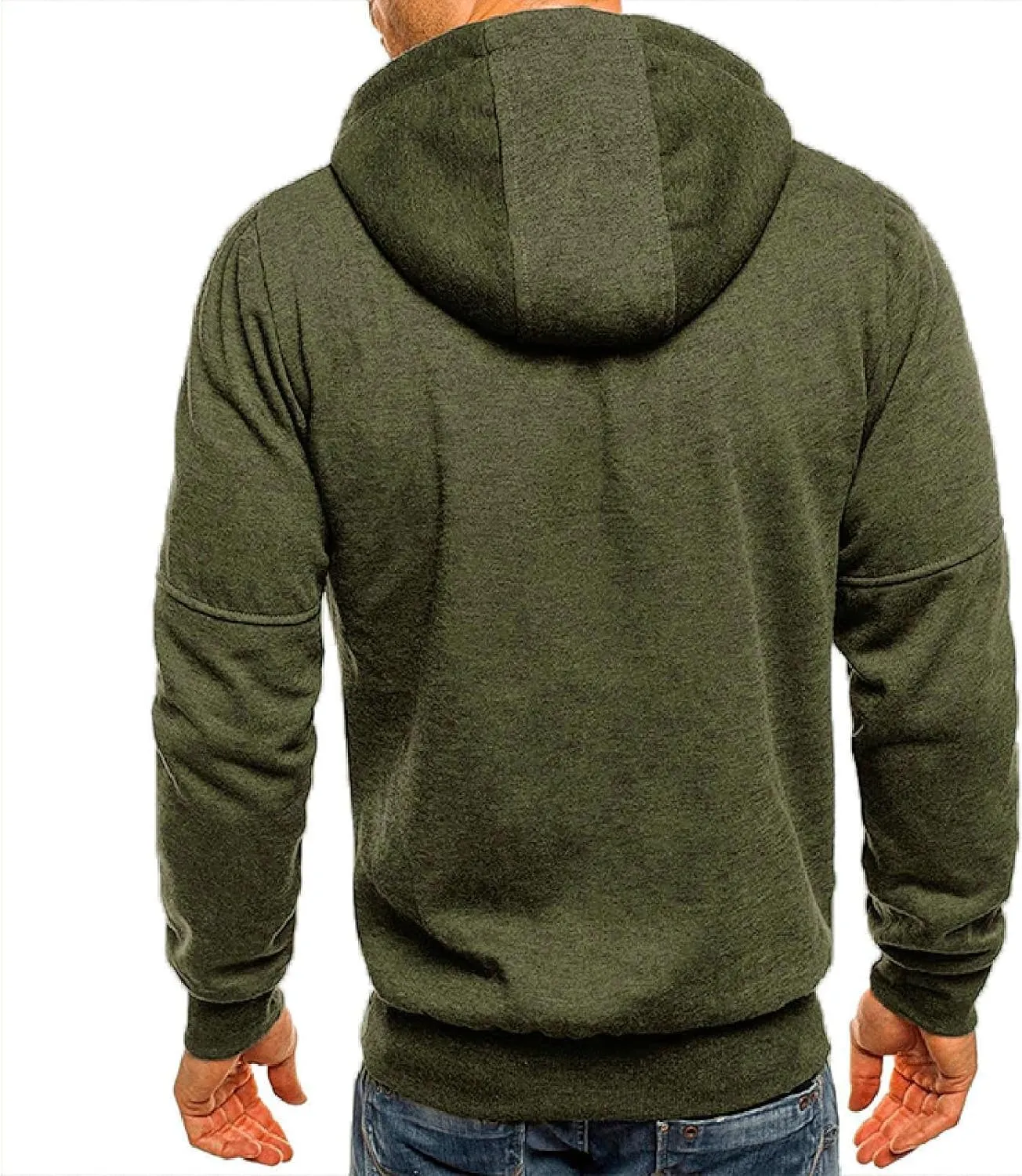 Hoodies for Men Zip Up, Mens Zip Up Hoodies Solid Color Hooded Slim Fit Long Sleeve Lightweight Sweatshirt With Kanga Pocket