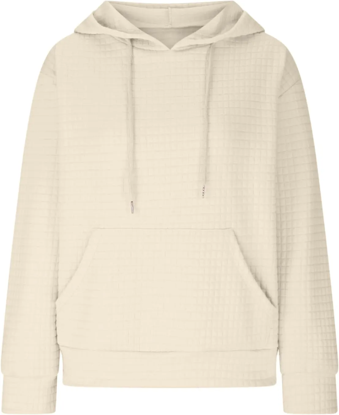 Hoodies for Women Trendy Waffle Knit Drawstring Pullover Loose Fit Casual Cute Sweatshirts Fall Fashion 2024