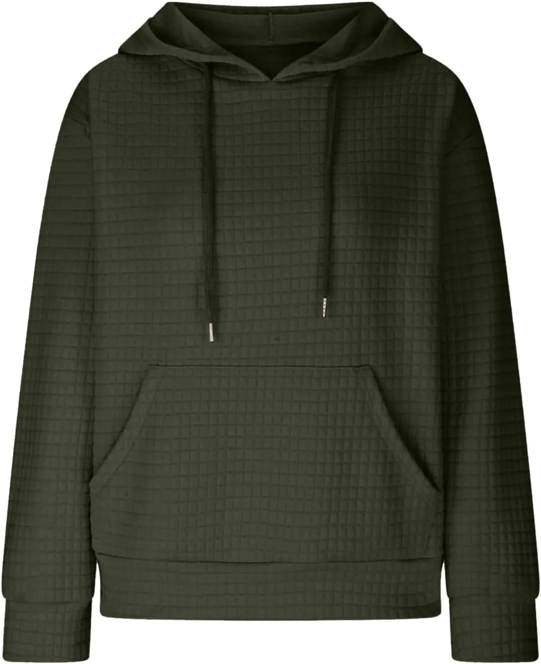 Hoodies for Women Trendy Waffle Knit Drawstring Pullover Loose Fit Casual Cute Sweatshirts Fall Fashion 2024