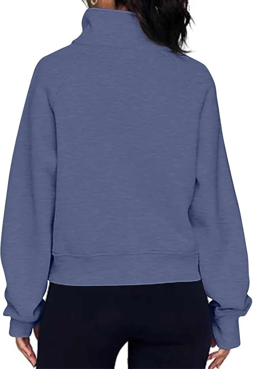 Hoodies Sweatshirts for Women 2024 Casual Long Sleeve Cropped Tops Loose Full and Half Zip up Hooded Sweatshirt with Pocket