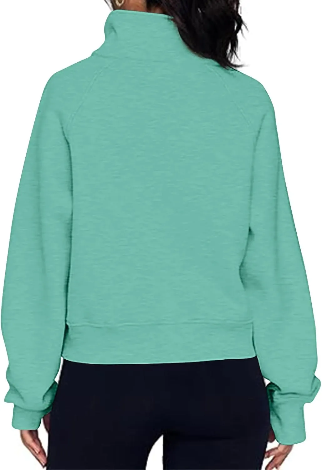Hoodies Sweatshirts for Women 2024 Casual Long Sleeve Cropped Tops Loose Full and Half Zip up Hooded Sweatshirt with Pocket