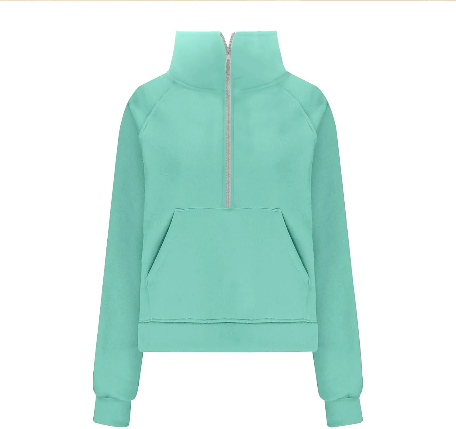 Hoodies Sweatshirts for Women 2024 Casual Long Sleeve Cropped Tops Loose Full and Half Zip up Hooded Sweatshirt with Pocket
