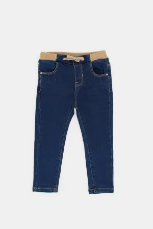 Infant Girls Blue Denim Jeans With Front Knot
