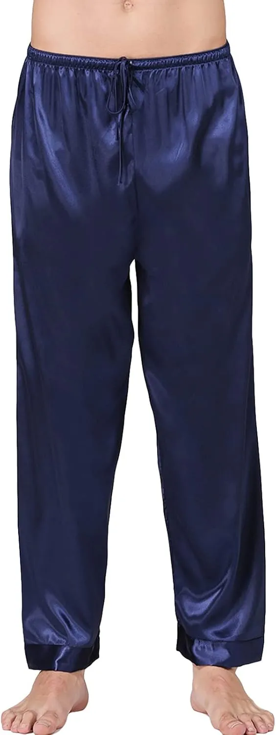 JEShifangjiusu Mens Satin Pyjamas Pants Soft Sleep Bottoms Lounge Pants Lounge Drawstring Silk Satin Pajama Pants M~3XL