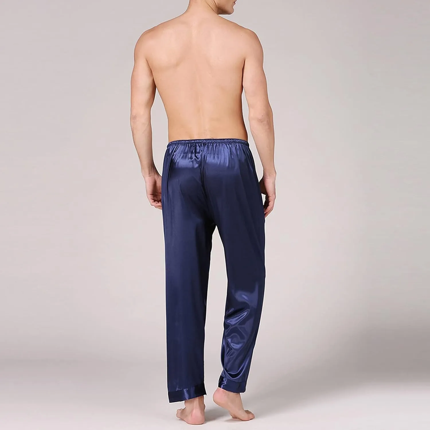 JEShifangjiusu Mens Satin Pyjamas Pants Soft Sleep Bottoms Lounge Pants Lounge Drawstring Silk Satin Pajama Pants M~3XL