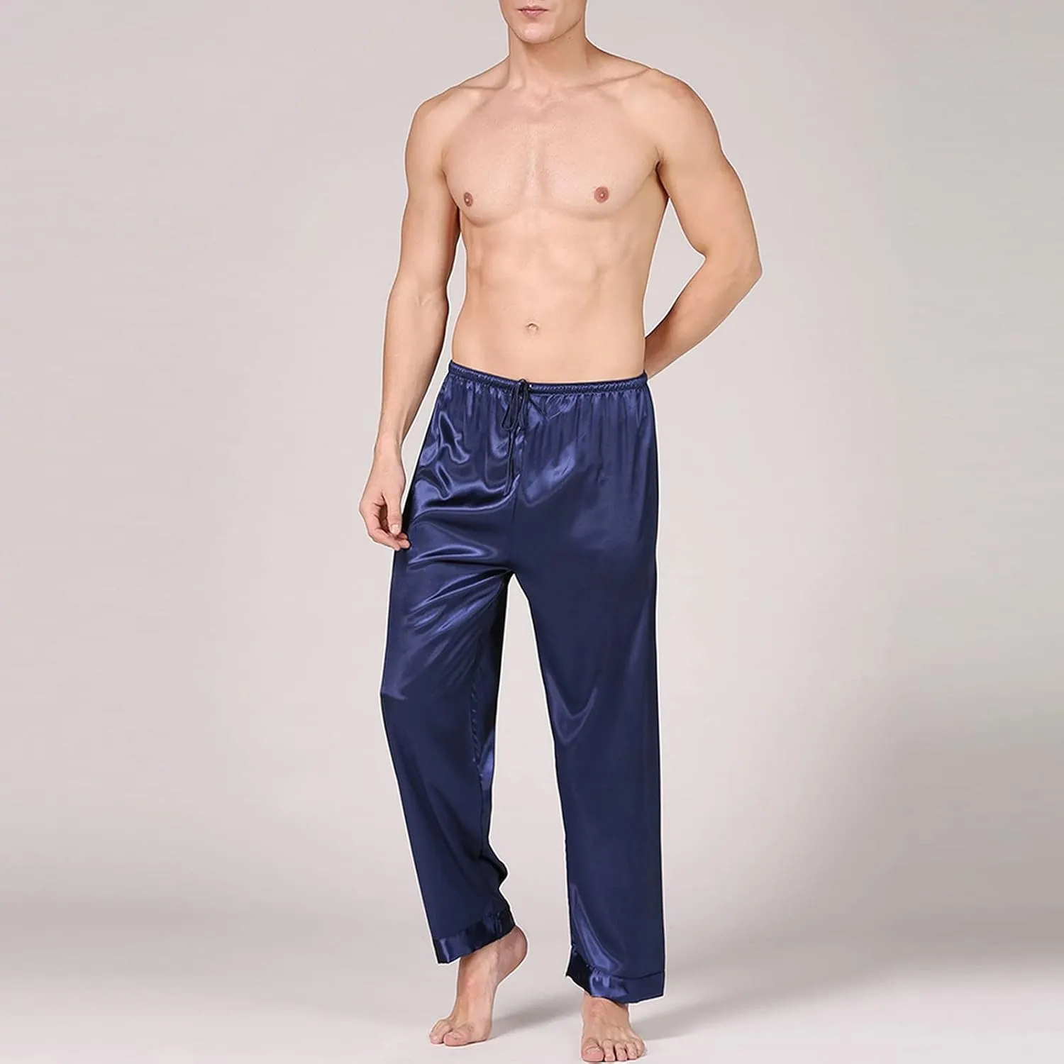 JEShifangjiusu Mens Satin Pyjamas Pants Soft Sleep Bottoms Lounge Pants Lounge Drawstring Silk Satin Pajama Pants M~3XL