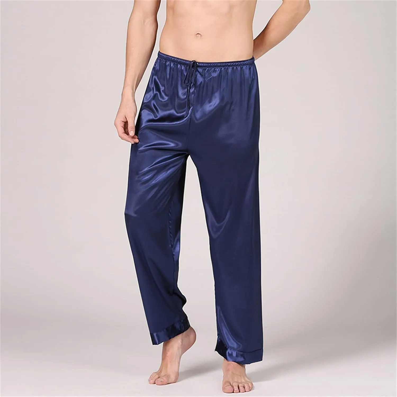 JEShifangjiusu Mens Satin Pyjamas Pants Soft Sleep Bottoms Lounge Pants Lounge Drawstring Silk Satin Pajama Pants M~3XL