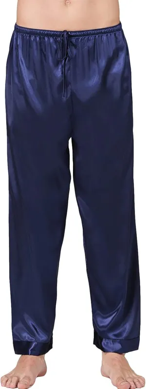 JEShifangjiusu Mens Satin Pyjamas Pants Soft Sleep Bottoms Lounge Pants Lounge Drawstring Silk Satin Pajama Pants M~3XL