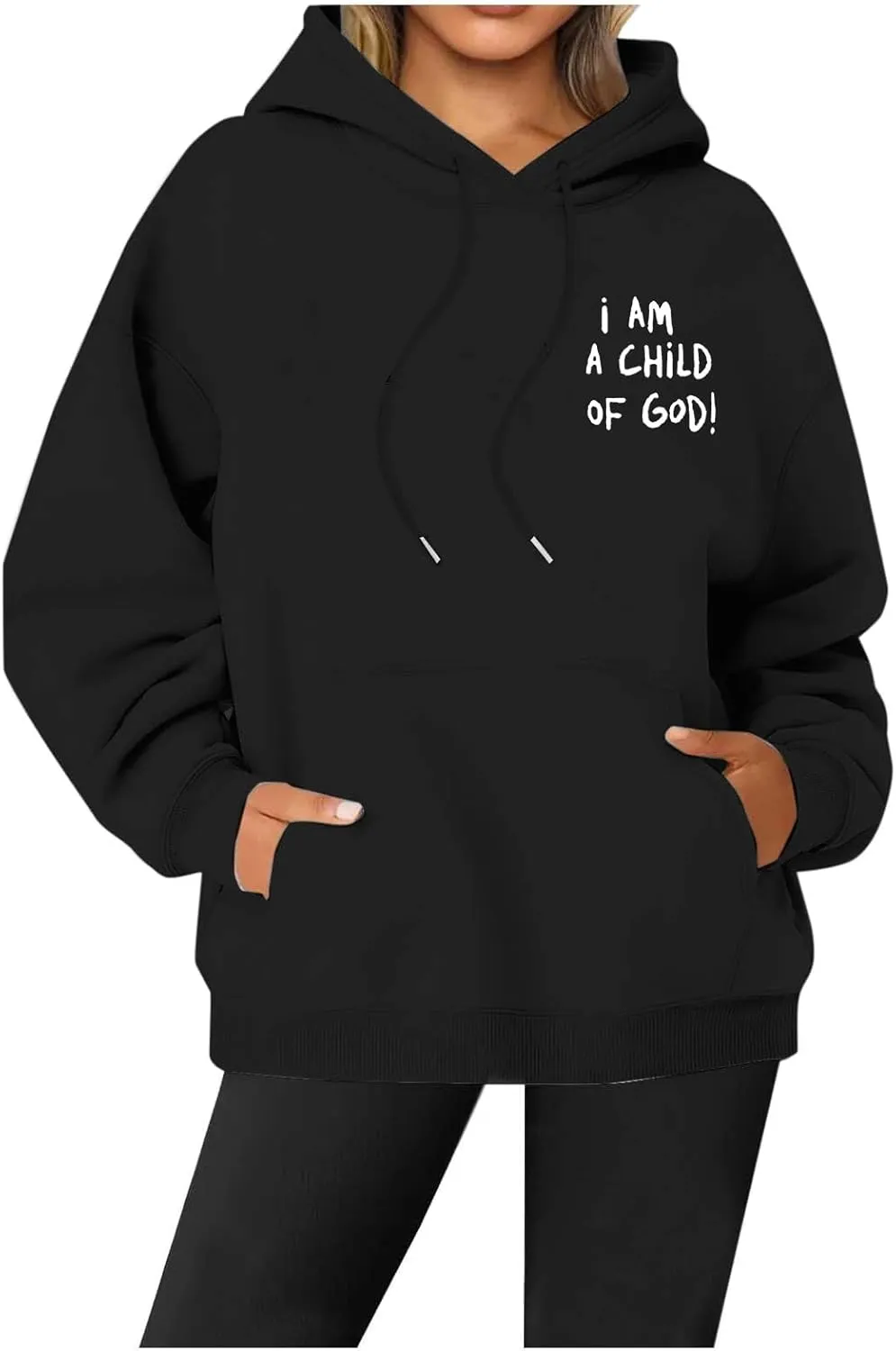 Jesus Hoodies for Women Teen Girls I AM A Child of GOD Graphic Oversized Long Sleeve Christian Sweatshirts Trendy Y2K Sweater
