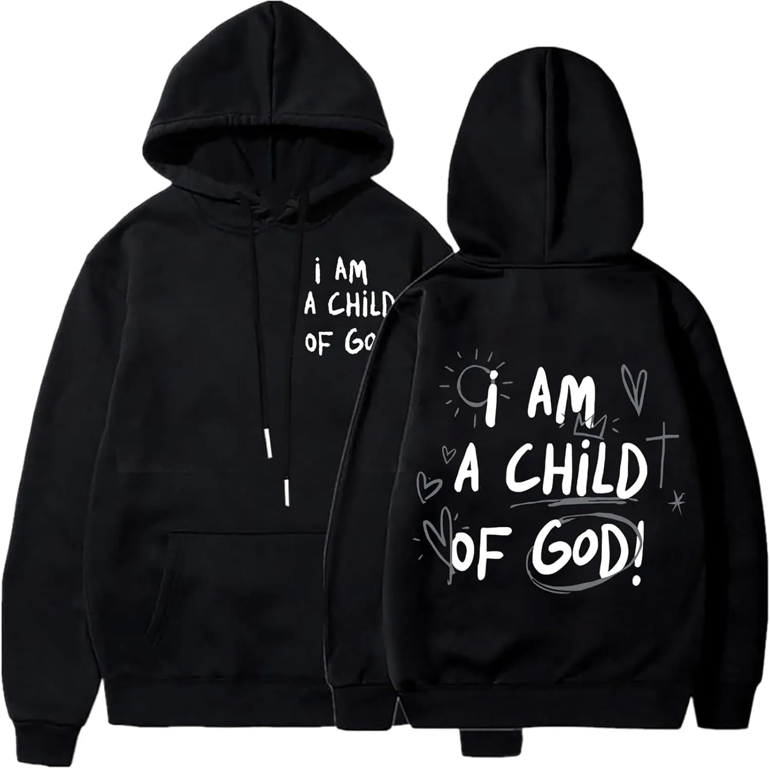 Jesus Hoodies for Women Teen Girls I AM A Child of GOD Graphic Oversized Long Sleeve Christian Sweatshirts Trendy Y2K Sweater