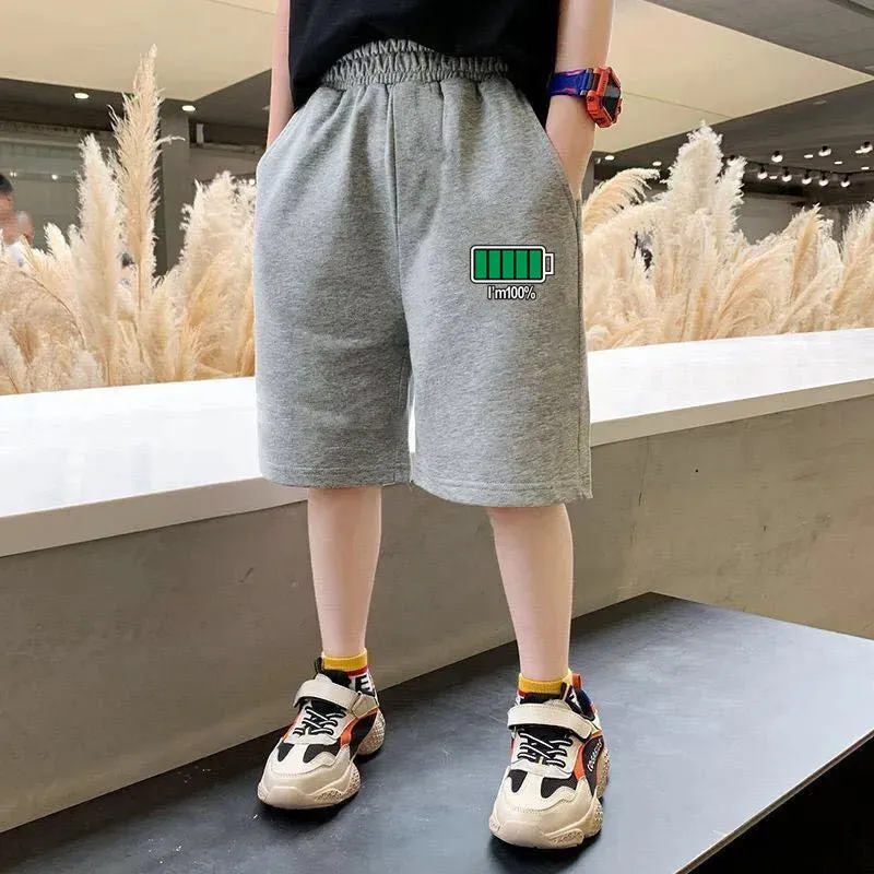 Kids Boys Funny Battery Print Sports Shorts for Summer