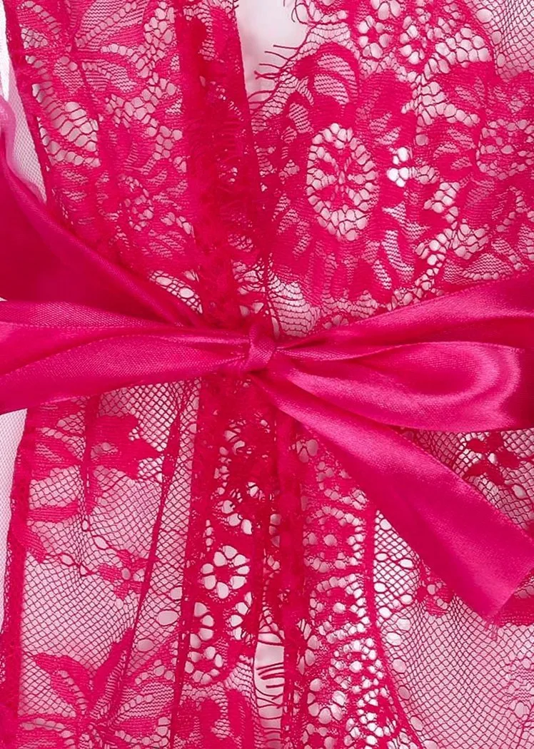 Lace Floral Cardigan Long Sleeve Maxi Lingerie Robe