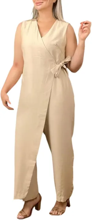 Ladies Jumpsuits 2 Piece Beach Sets For Women Classy Formal Tie Belt Romper Casual Dressy Pantsuit For Wedding Guest