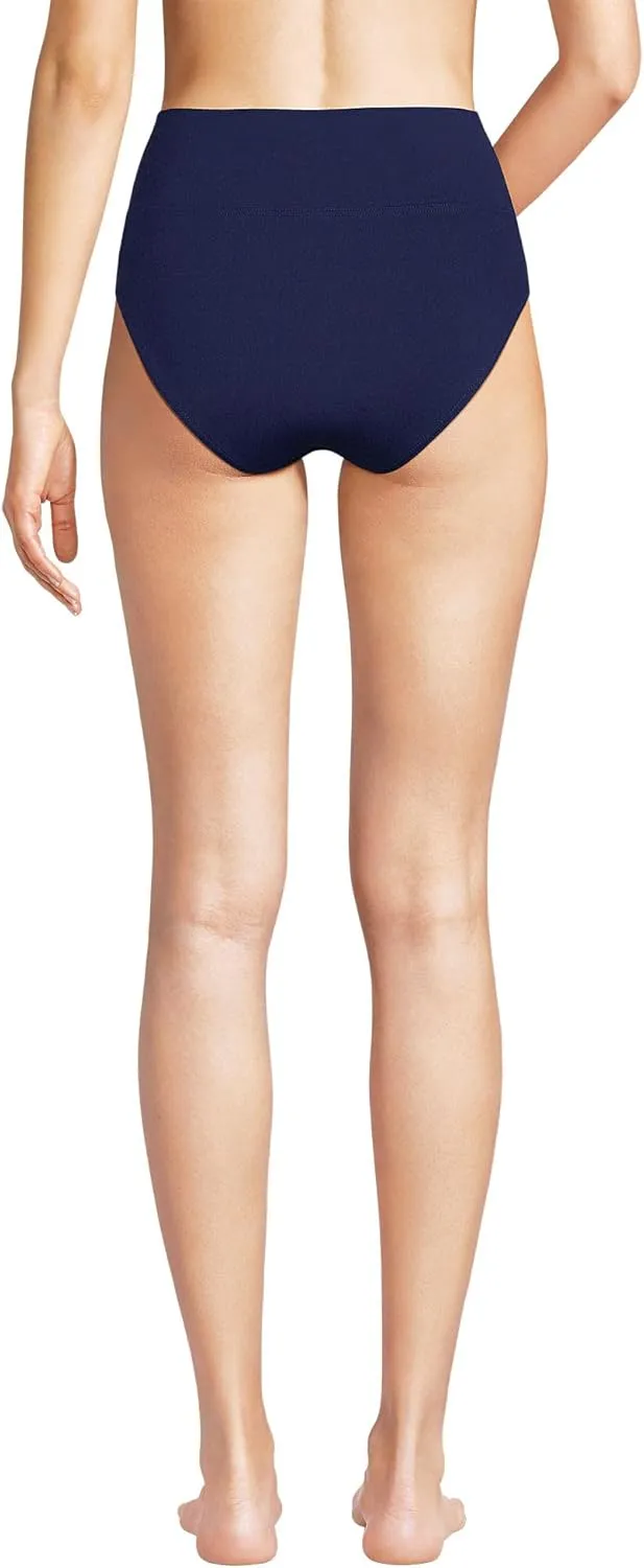 Lands' End Women's Chlorine Resistant Pinchless High Waisted Bikini Bottoms