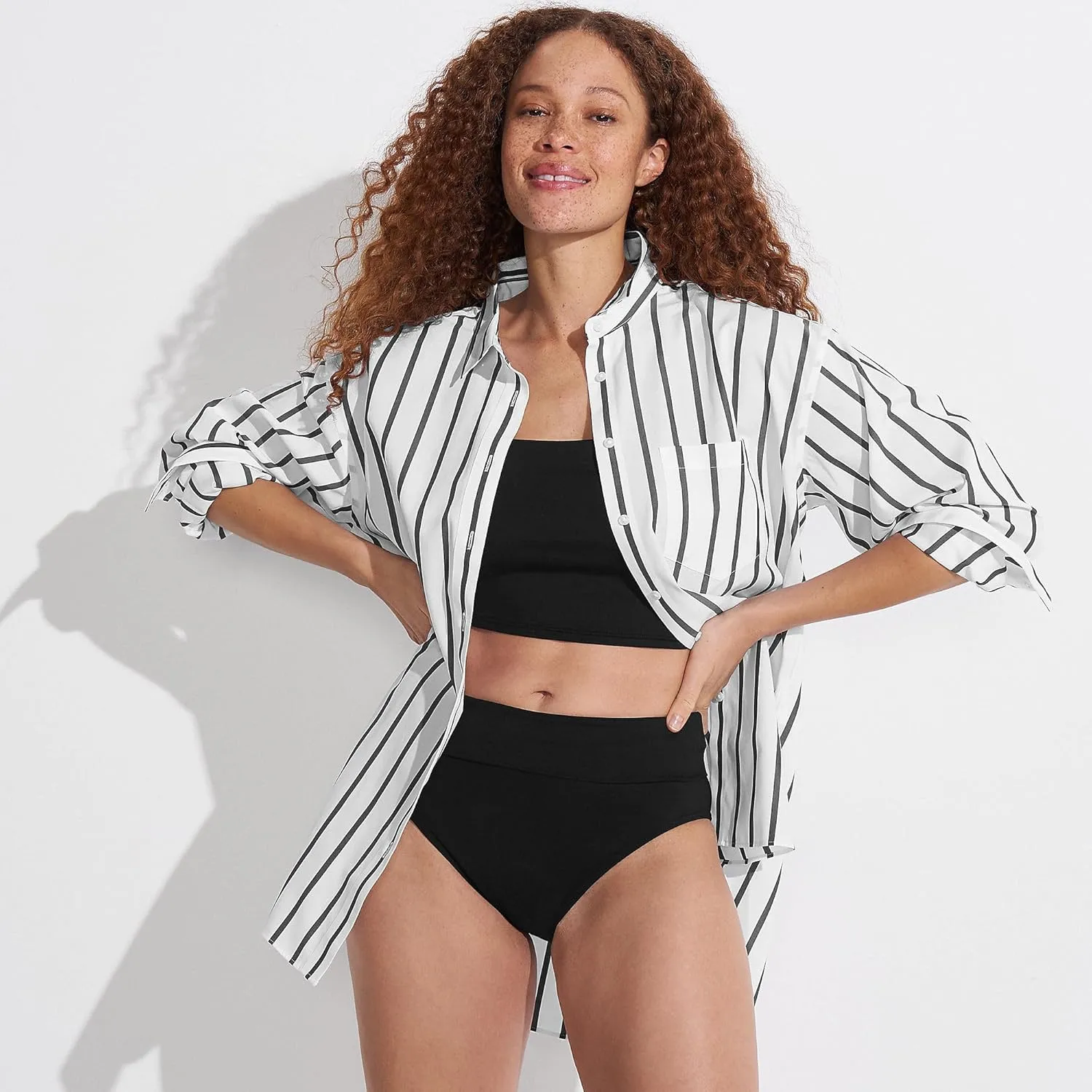 Lands' End Women's Chlorine Resistant Pinchless High Waisted Bikini Bottoms