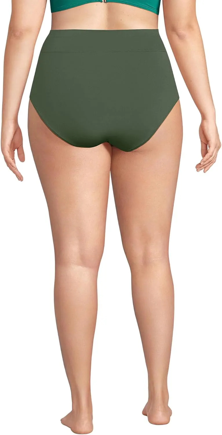 Lands' End Women's Chlorine Resistant Pinchless High Waisted Bikini Bottoms