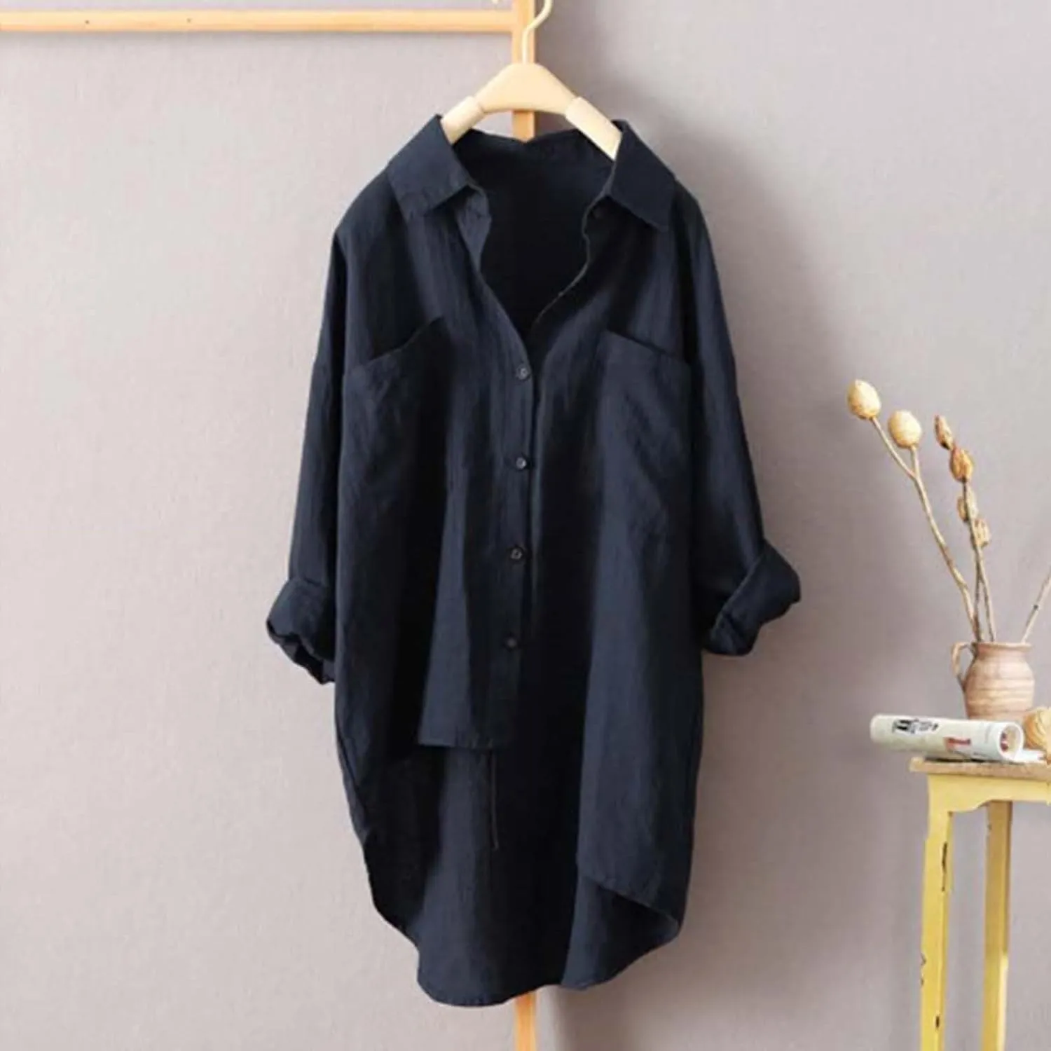 LCMTWX White Linen Shirt Women Linen Outfits Women Summer Solid Color Shirt Long Sleeve Down Loose Fit Vacation Beach
