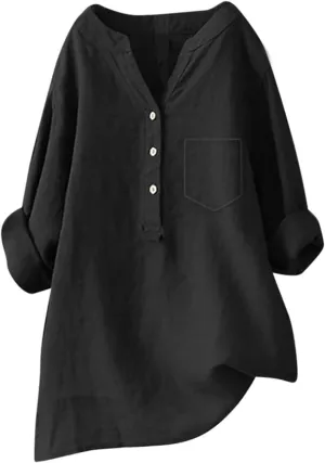 LCMTWX Womens Button Down Shirt Womens Linen Button Down Shirts Cotton Long Sleeved Blouse Blouses Dress