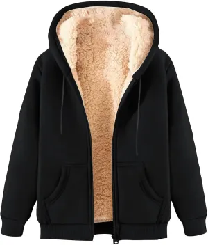 lcziwo Mens Fleece Hoodies Sherpa Lined Jacket Zip up Warm Hooded Sweatshirt Thick Thermal Windproof Winter Coats Outwear