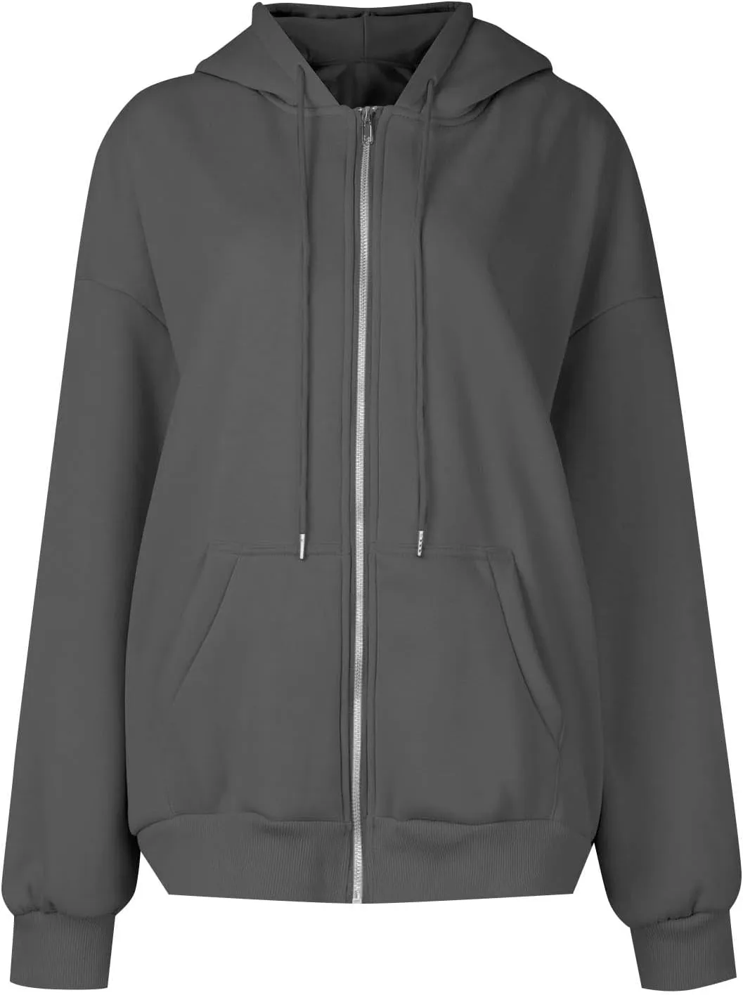Lightweight Hoodies for Plus Size Women Zip Up 3x Long Sleeve Sweatshirt Jackets Loose Casual Tops with Pockets