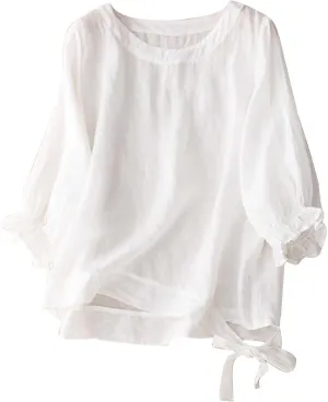 Linen Tops for Women Button Down Soft Shirt Oversized Loose T Shirt Plus Size Summer Shirts Lightweight Shirts