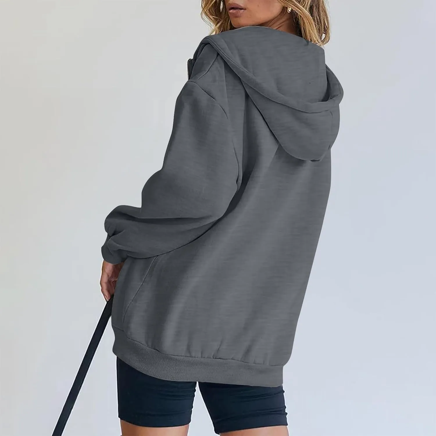 LISTHA Womens Zip Up Hoodies Long Sleeve Drawstring Sweatshirts Fall Jacket Oversized Sweater Casual Outfits with Pocket