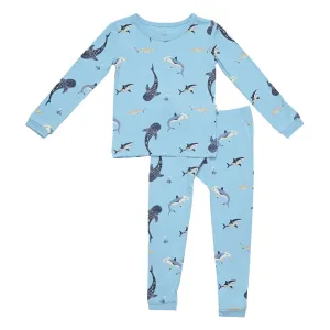 Long Sleeve Pajamas in Stream Shark
