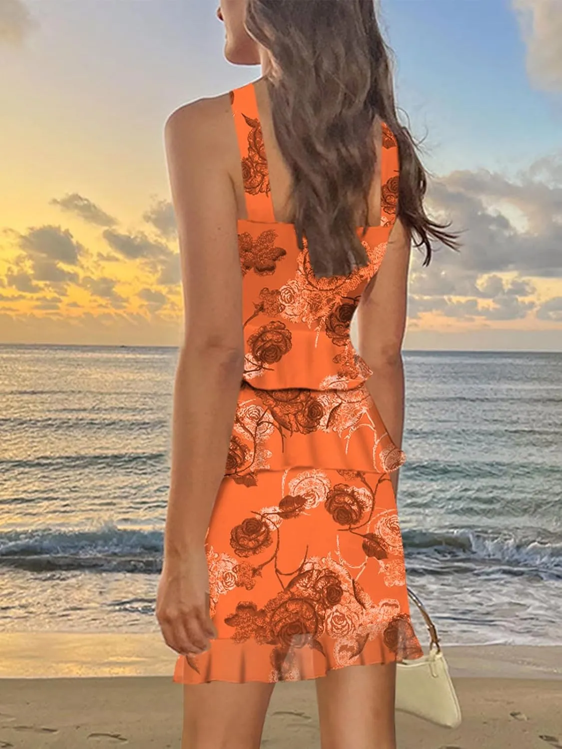 Lrady Women's Two Piece Skirt Sets Summer Peplum Tank Tops Ruffle Y2K Mini Skirts Bodycon Club Dress Outfits