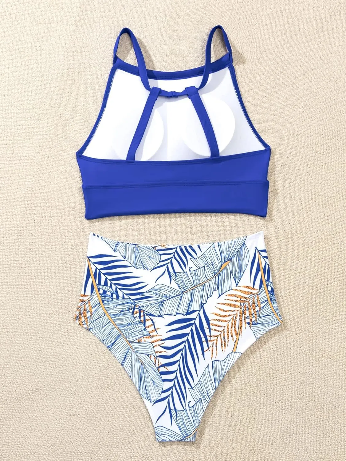 MakeMeChic Women's High Waisted Bikini Sets Tropical 2 Piece Swimsuit Bathing Suit