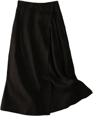Maxi Skirts for Women Summer Loose Casual Trendy Button Solid Color Flowy Vacation Linen Skirt, M-2XL