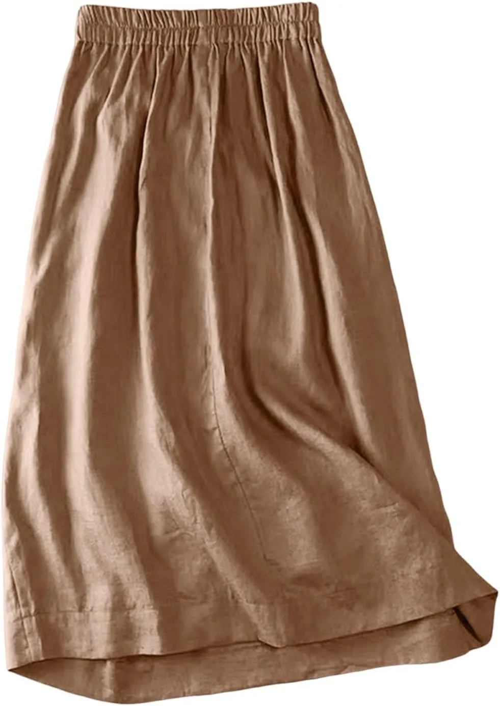 Maxi Skirts for Women Summer Loose Casual Trendy Button Solid Color Flowy Vacation Linen Skirt, M-2XL