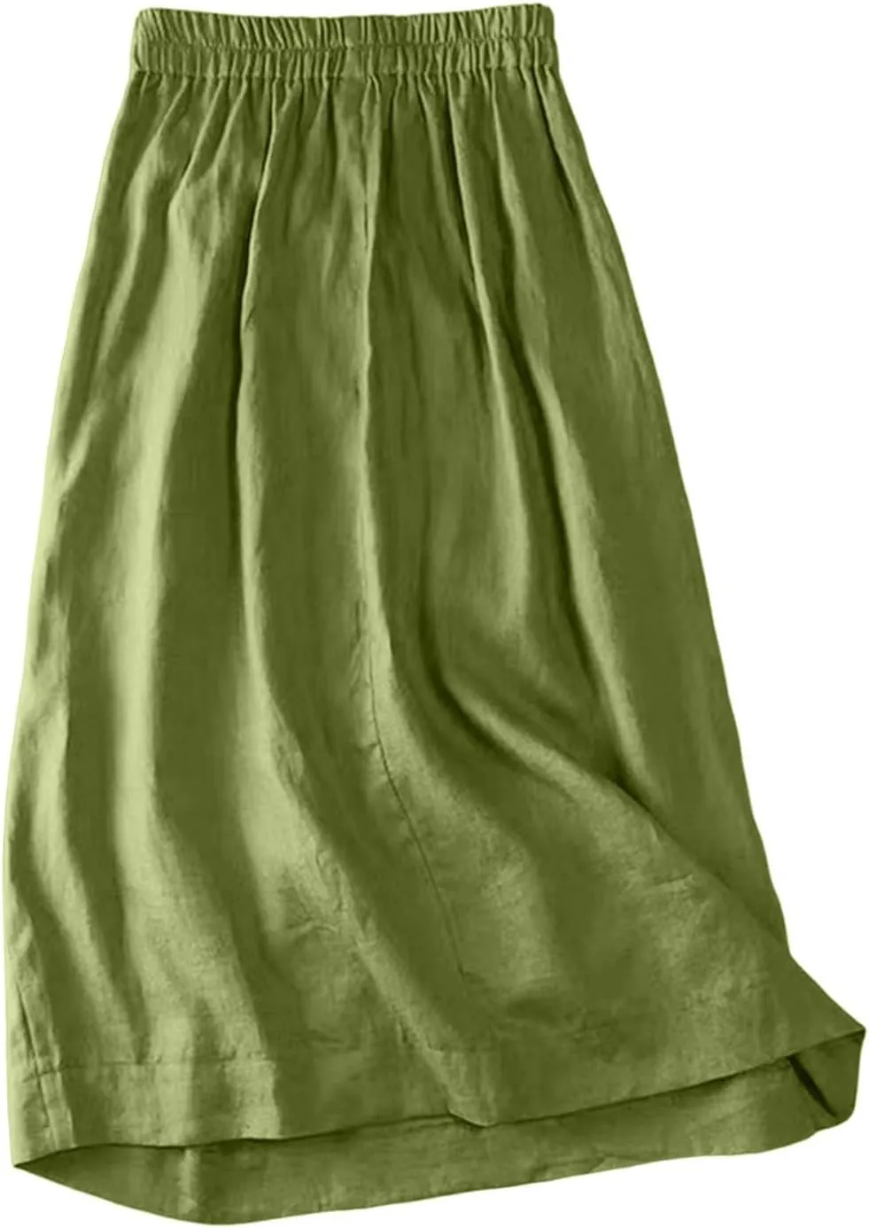 Maxi Skirts for Women Summer Loose Casual Trendy Button Solid Color Flowy Vacation Linen Skirt, M-2XL