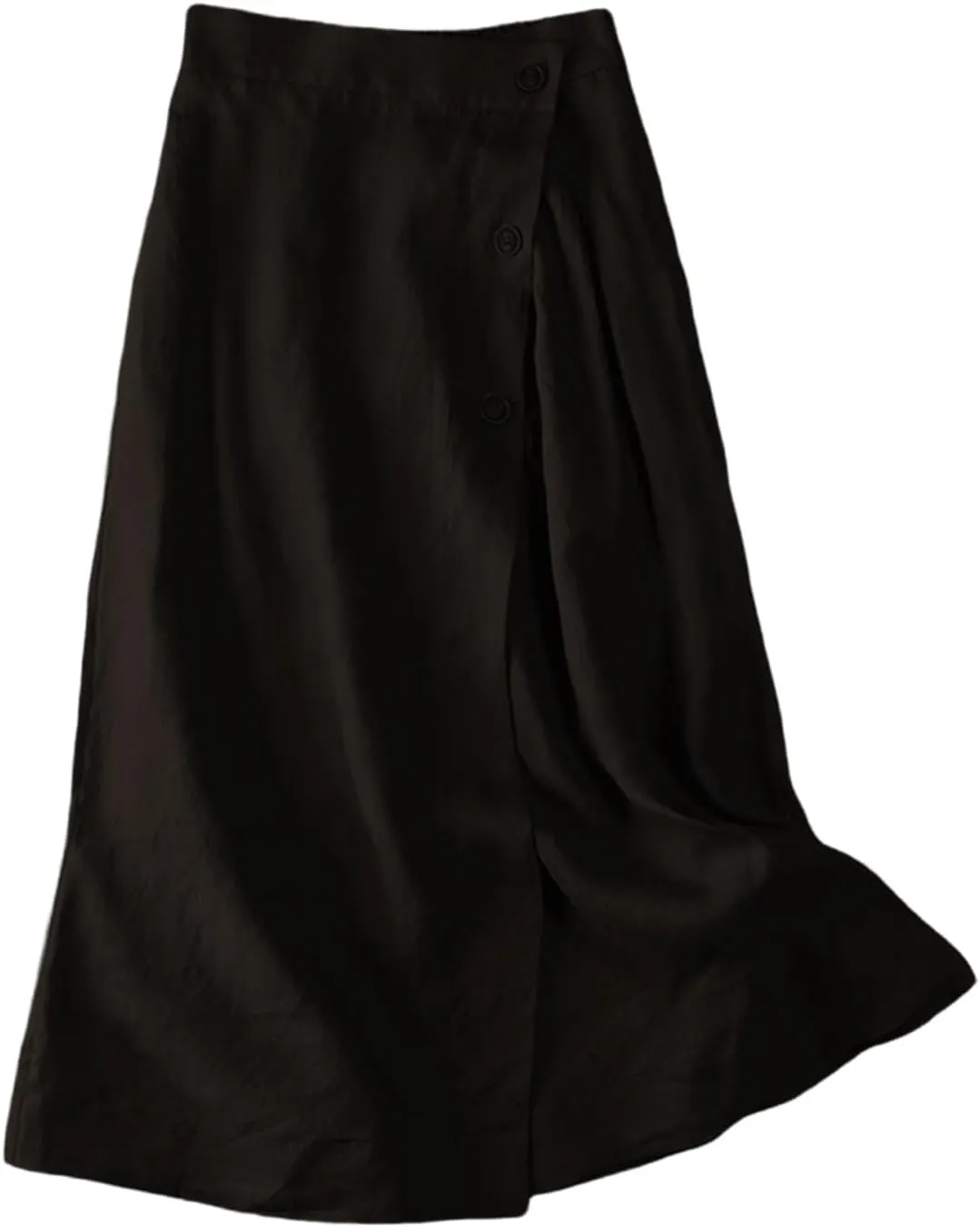 Maxi Skirts for Women Summer Loose Casual Trendy Button Solid Color Flowy Vacation Linen Skirt, M-2XL