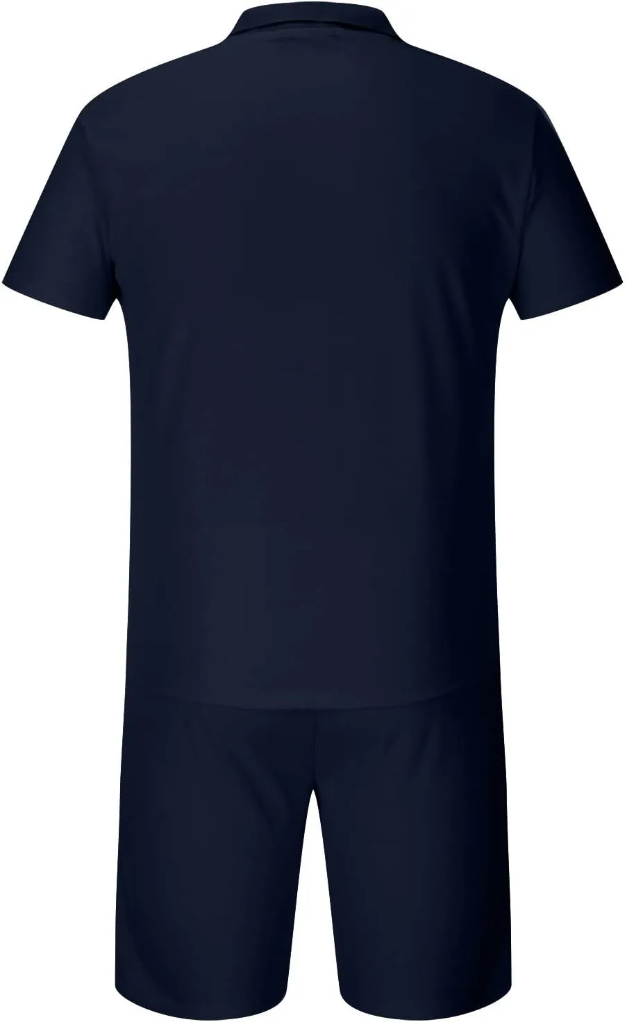 Men 2 Piece Zip Tracksuit Short Sleeve Polo Shirt and Shorts Sets Solid Color Summer Outfits Hawaii Beach Sweatsuit