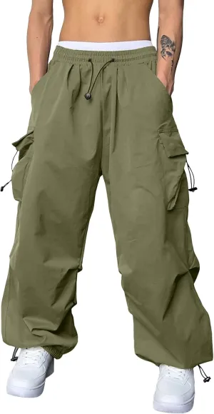 Men Cargo Joggers Pants Parachute Pants Lounge Drawstring Relaxed Fit Hip Hop Lightweight Stretch Loose Workout Pants