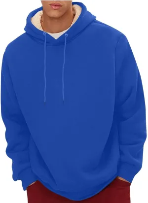 Men Hoodies Casual Sherpa Lined Hoodie Solid Color Fleece Lined Hoodie Men Fuzzy Men Sherpa Pullover Warm Winter