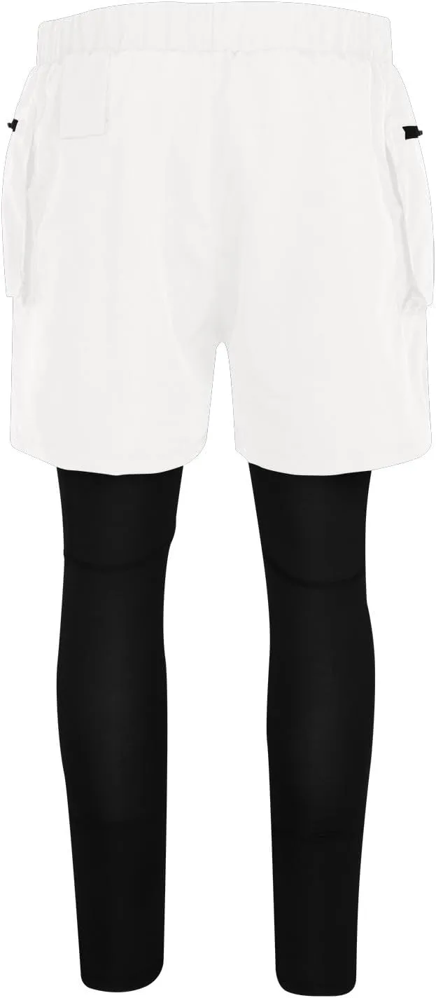 Mens 2 in 1 Running Pants Workout Compression Tights Zip Pockets Sweatpants Gym Leggings Jogger Trouser Sport Tracksuit