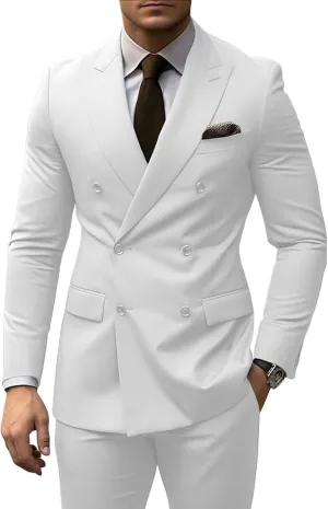 Men's 2 Piece Suits Double Breasted Tuxedo Sets for Men Slim Fit Blazer Jacket Pants Sets for Business Formal Wedding Prom