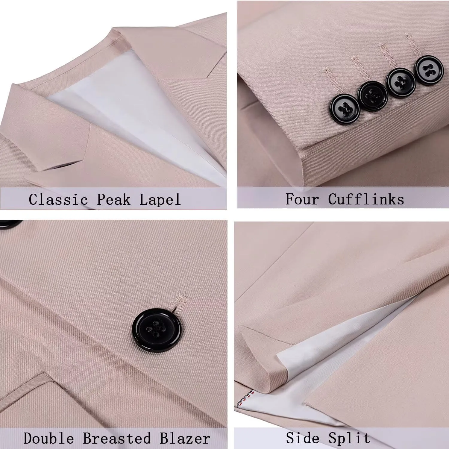 Men's 2 Piece Suits Double Breasted Tuxedo Sets for Men Slim Fit Blazer Jacket Pants Sets for Business Formal Wedding Prom