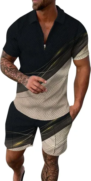 Mens Activewear Tshirts Mens 2 Piece Outfits Summer Vacation Beach Short Sets Hawaiian Tropical Short Sleeve Tee and Shorts Tracksuit 5" Half Pants