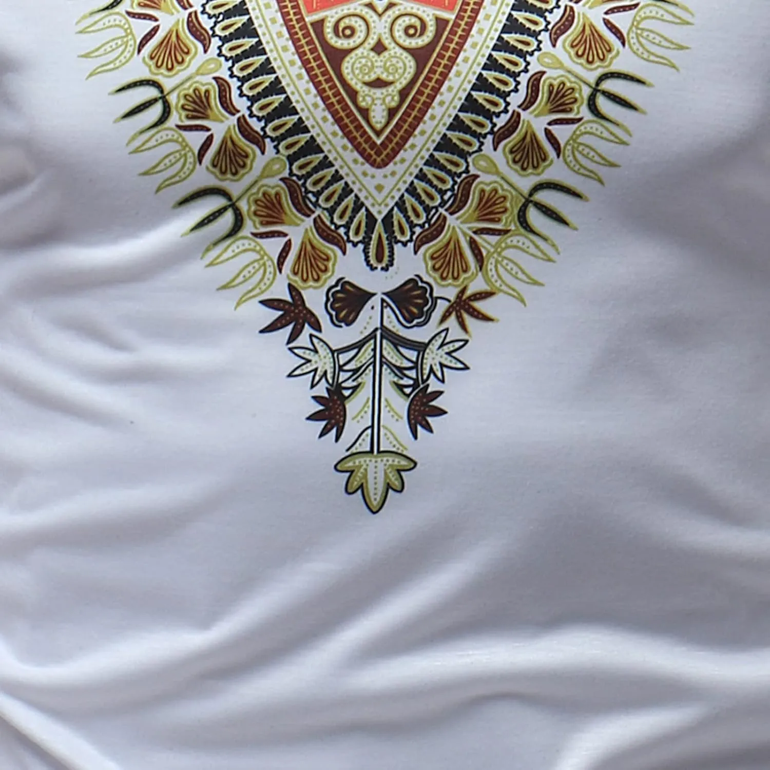 Mens African Dashiki T Shirt Tribal Floral Print V Neck Slim Fit Shirts Tops Casual Short Sleeve Tunic Blouse