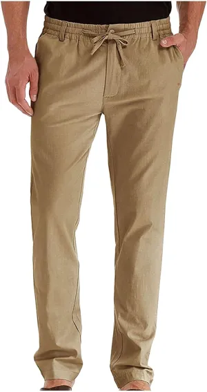 Mens Casual Chino Trouser Cotton Jogger Drawstring Elastic Waist Pants Solid Athletic Sweat Pants Pyjama Bottoms